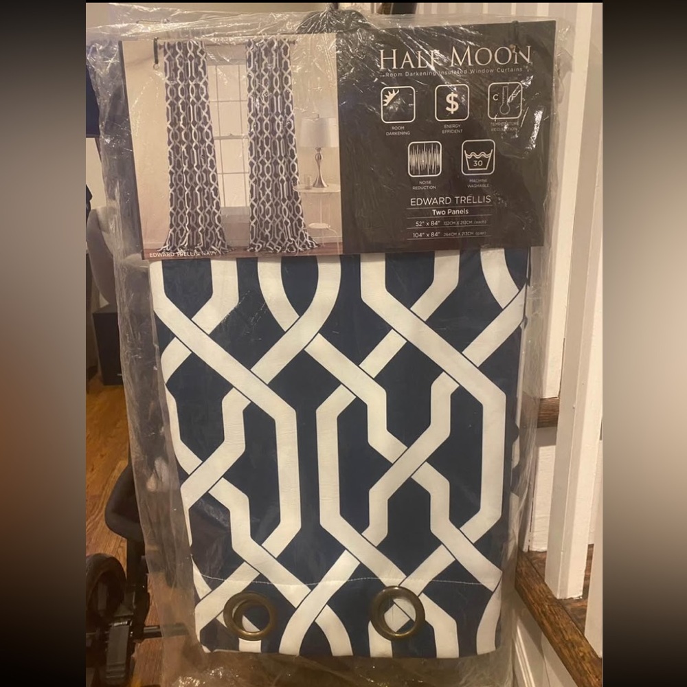 Navy and white blackout curtains